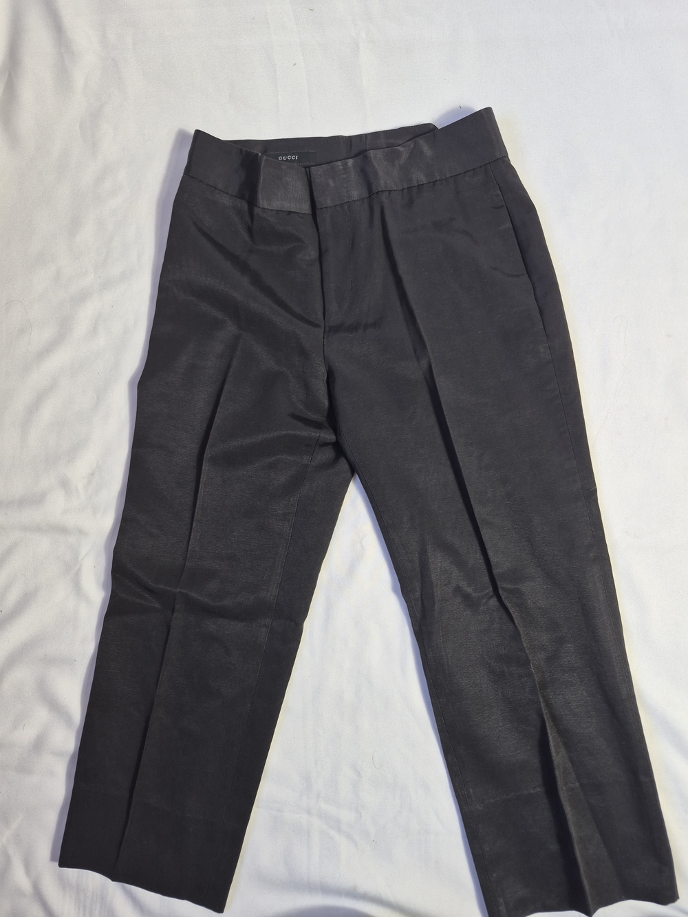 Gucci Black Cotton Straight Leg Formal Ankle Cropped Pants Italian 42 Women Lux